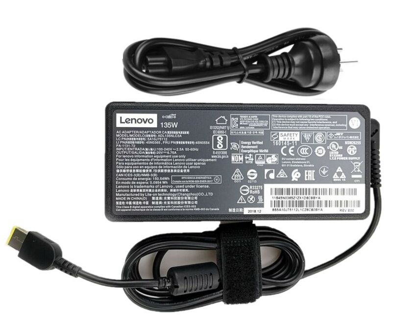 Original 135W Lenovo ThinkPad P1 2nd Gen 20QT000EFR AC Adapter + Cord